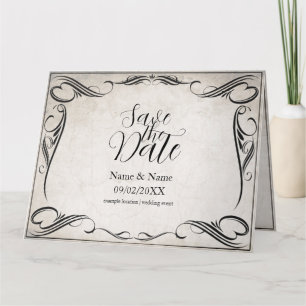 Carte Mariage Art Déco Noir Vintage Enregistrez la Date