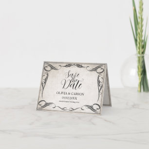 Carte Mariage Art Déco Noir Vintage Enregistrez la Date