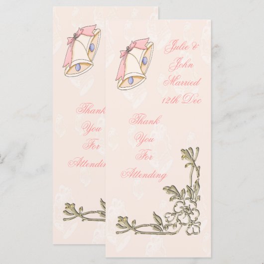 Carte Mariage aux cloches (Devant / Derrière)