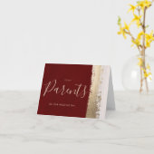 Carte mariage aux parents, Bourgogne, Gold Foil (Fleur jaune)