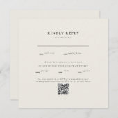 Carte Mariage beige Carré moderne QR Code II RSVP (Devant / Derrière)