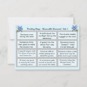 Carte MARIAGE BINGO ! Jeu de galets bleus (Devant)