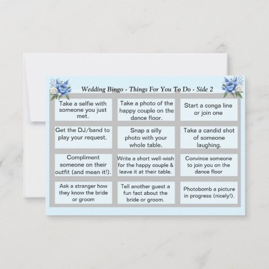 Carte MARIAGE BINGO ! Jeu de galets bleus (Dos)