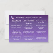 Carte MARIAGE BINGO ! Jeu pour les invités (Dos)