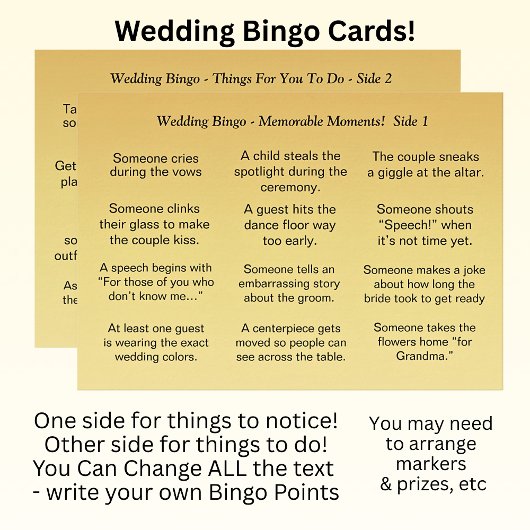 Carte MARIAGE BINGO ! Jeu pour les invités