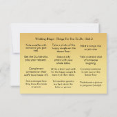 Carte MARIAGE BINGO ! Jeu pour les invités (Dos)