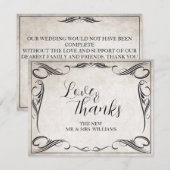 Carte Mariage Black Art Déco vintage Merci (Devant / Derrière)