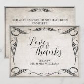 Carte Mariage Black Art Déco vintage Merci (Devant / Derrière)