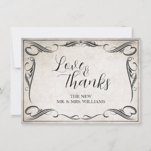 Carte Mariage Black Art Déco vintage Merci