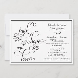 Carte Mariage Black Curly Script Faith Hope & Love