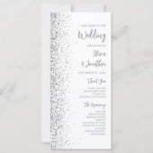 Carte Mariage Blanc Écriture Moderne Paillettes Argentée (Devant)