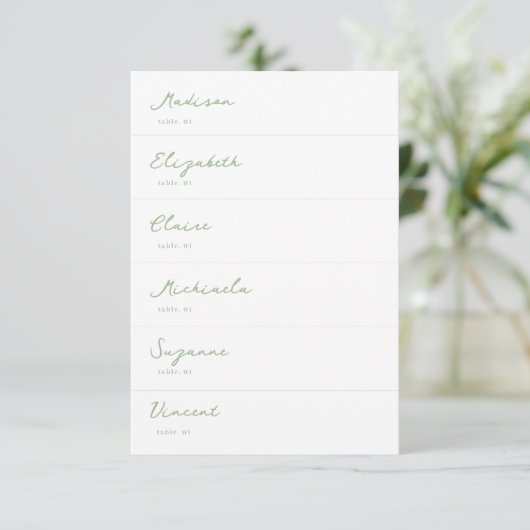 Carte Mariage blanche et verte Sage do-it-yourself (Debout devant)