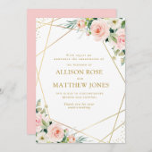 carte mariage blanche géométrique (Devant / Derrière)