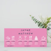 Carte Mariage bleu bleu marine Timeline Welcome Bag Note (Debout devant)