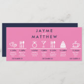 Carte Mariage bleu bleu marine Timeline Welcome Bag Note (Devant / Derrière)