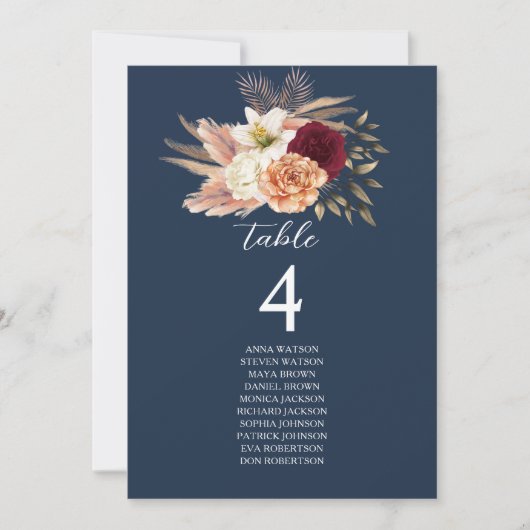 Carte Mariage bleu de la marine de Bourgogne (Devant)