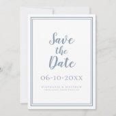 Carte Mariage bleu Dusty Enregistrer La Date Simple Mode (Devant)