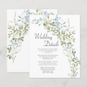 Carte Mariage bleu fleur sauvage (Devant / Derrière)