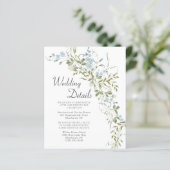 Carte Mariage bleu fleur sauvage (Debout devant)