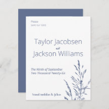 Mariage bleu minimal Enregistrer la date