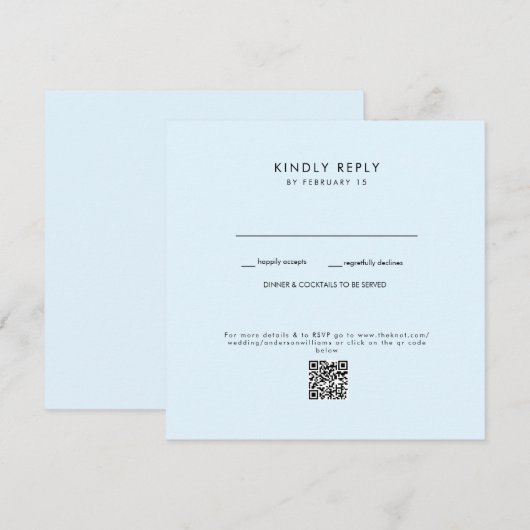 Carte Mariage bleu QR Code II RSVP (Devant / Derrière)