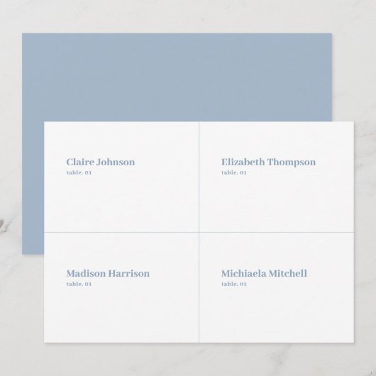 Carte Mariage bleue et blanche do-it-yourself (Devant / Derrière)