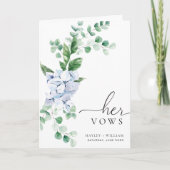 Carte Mariage Blue Hydrangea Floral Her Vows (Devant)