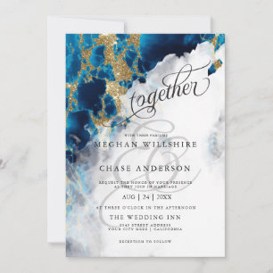 Carte MARIAGE   Blue Sapphire Aquarelle BarefootBride™