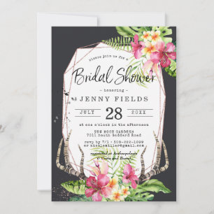 Carte Mariage Bohème Tropical Luxueux avec Bois de Cerf