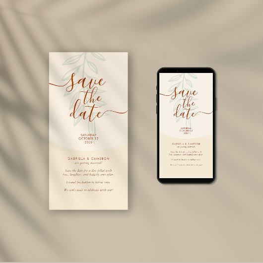 Carte Mariage boho d'automne minimal