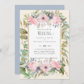 Carte Mariage Boho rose pâle (Devant / Derrière)