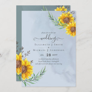 Carte Mariage Boho rustique Dusty Blue Sage
