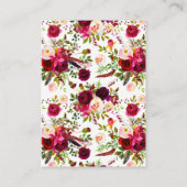 Carte mariage Boîtier - Floral Bourgogne, Plumes (Dos)