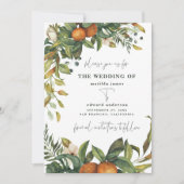 Carte Mariage botanique d'agrumes orange (Devant)