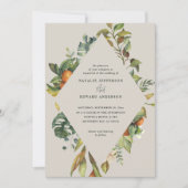 Carte Mariage botanique d'agrumes orange (Devant)