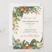 Carte Mariage botanique d'agrumes orange (Devant)