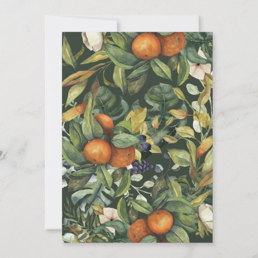 Carte Mariage botanique d'agrumes orange vert (Dos)