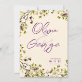 Carte Mariage botanique de baies violettes Enregistrer l (Devant)