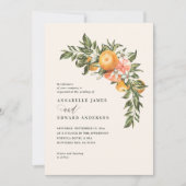 Carte Mariage botanique de fleurs d'agrumes orange (Devant)