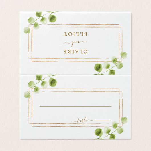 Carte Mariage Botanique Gold Greenery (Outside Unfolded)
