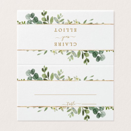 Carte Mariage Botanique Gold Greenery (Outside Unfolded)