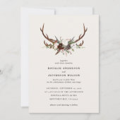 Carte Mariage botanique rustique, floral et vert cerf (Devant)