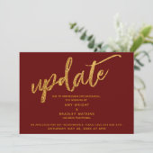Carte Mariage Bourgogne reportée Gold Foil Waves (Debout devant)