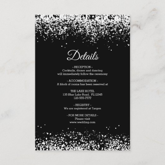 Carte Mariage brillant en argent noir (Devant)