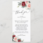 Carte Mariage Burgundy Blush Merci (Devant)