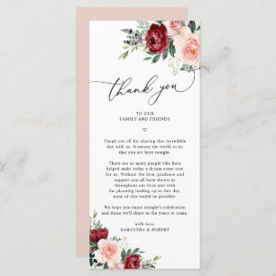 Carte Mariage Burgundy Blush Merci