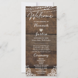 Carte Mariage campagnard en dentelle de bois rustique