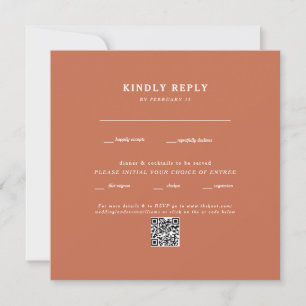 Carte Mariage Carré en terre cuite moderne QR Code RSVP