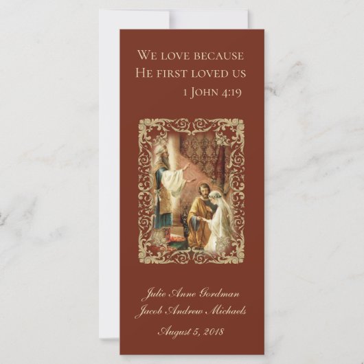 Carte Mariage Catholique Favoriser Écriture Mariée Salle (Devant)