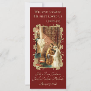 Carte Mariage Catholique Favoriser Écriture Or Maroon